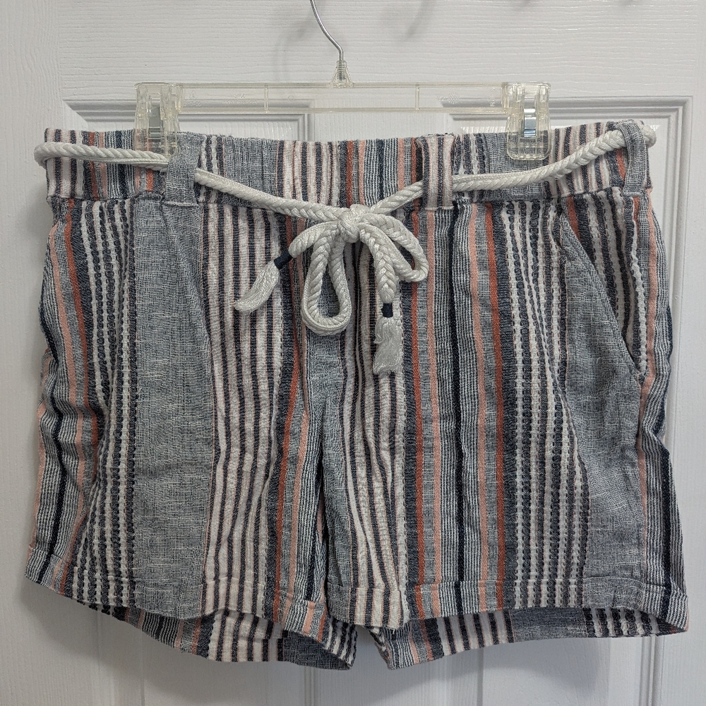 Striped Cotton Shorts with Braided String